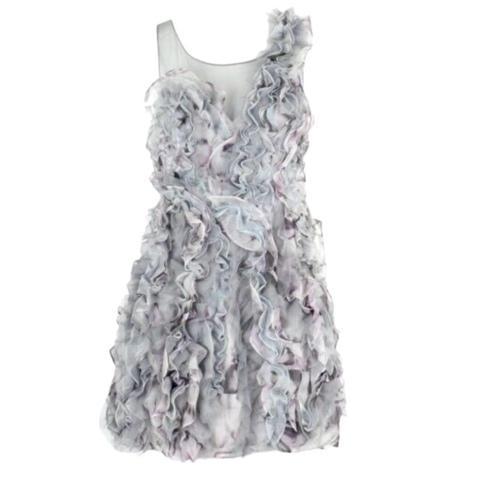 BCBGMAXAZRIA Eva Silk Ruffled Petal Dress Size 8 - Picture 2 of 15